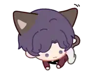 a cartoon drawing of a boy with cat ears and tail