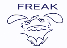 a red heart with the word freak written in blue