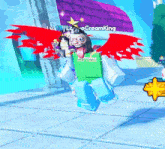 a cartoon character with red wings and the name cream king on the bottom