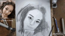 a drawing of a woman with the words made in animotica on the bottom
