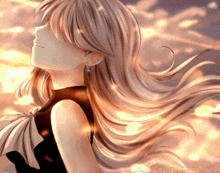 Elizabeta Out In The Sunset Wind Blowing And Hair Blocks Face GIF