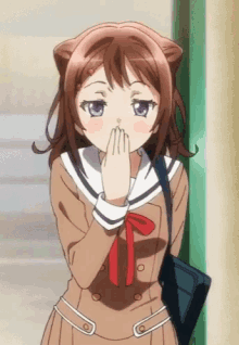 Anime Shy Laugh GIF - Anime Shy Laugh Girl In Uniform GIFs