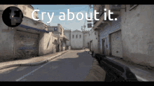 a video game screen says cry about it
