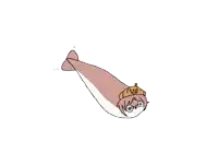 a cartoon drawing of a whale with a pumpkin on its head