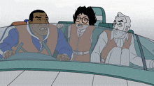 a cartoon of a group of people sitting in a car with a watermark on the bottom right