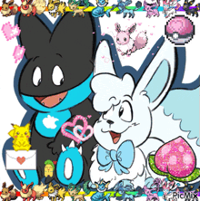 a cartoon drawing of a black and white rabbit with the word picmix on the bottom right