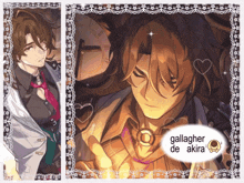 a picture of a man with the name gallagher de akira on the bottom