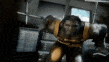 a blurry picture of a man in a superhero costume