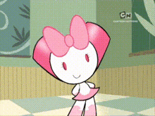 a cartoon character with a pink bow on her head is from cn