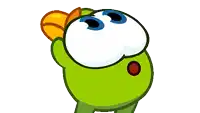 a cartoon character with big eyes and a yellow beak