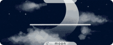 a drawing of a crescent moon with the word moon under it