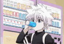 Killua Anime GIF - Killua Anime Drink GIFs