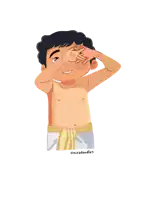 a cartoon of a boy covering his eyes with his hands and the name miradoodles on the bottom