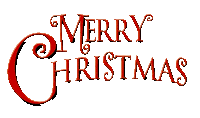 a merry christmas logo with a red g on a white background