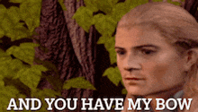 a picture of a man with the words and you have my bow
