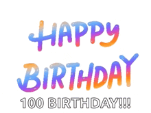 a white background with the words happy birthday and 100 birthday written on it