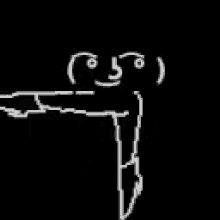 a drawing of a person 's arm with a face on it on a black background .