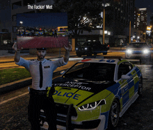 two police officers standing in front of a police car that says anpr interceptor
