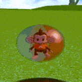 a pixelated image of a monkey in a bubble with the letter a on his shirt