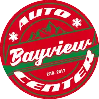 a red and green circle with the word bayview on it