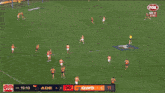 a fox live broadcast of a soccer game with the score 30 to 11