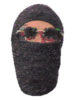 a man wearing sunglasses and a black mask
