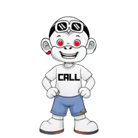 a cartoon character is wearing a white shirt that says call