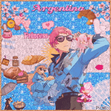 a picture of a boy with pink hair and the word princess on the bottom left