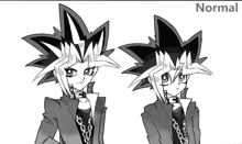 a black and white drawing of two anime characters with the word rainy underneath
