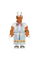 a pixel art of a goat wearing a blue dress