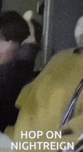 a close up of a person 's face with the words hop on nightreign at the bottom