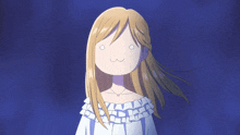 a cartoon drawing of a girl with blonde hair making a face
