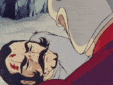 a cartoon of a man with stitches on his face