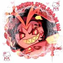 a hello kitty and a cartoon character with the words burning spice solo death