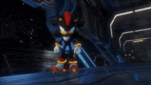 shadow the hedgehog from sonic the hedgehog flying through the air