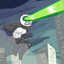 a cartoon drawing of a superhero with a green laser beam coming out of his eyes