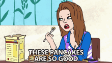 These Pancakes Are So Good Kristen Schaal GIF - These Pancakes Are So Good Kristen Schaal Sarah Lynn GIFs