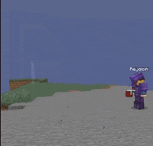 a purple minecraft character stands in front of a red cross