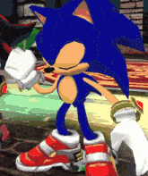 a cartoon of sonic the hedgehog in a room