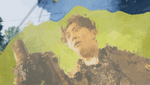 a painting of a man with a shocked expression on his face