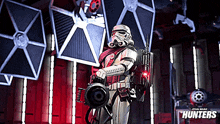 a storm trooper from star wars hunters holding a gun