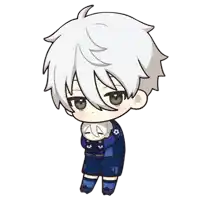 a drawing of a boy with white hair and the number 7 on his shirt