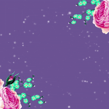 a purple background with pink and blue flowers and the words ' suphan allah ' in pink