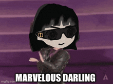 a cartoon of a girl wearing sunglasses and the words marvelous darling