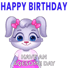 a cartoon rabbit is holding a bouquet of flowers and wishing someone a happy birthday .