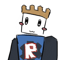a drawing of a man with a crown and the letter r on his back