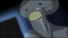 a cartoon drawing of a monster with a big mouth
