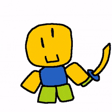a roblox character is holding a sword in his hand .