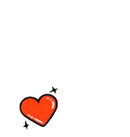 a red heart with two stars around it on a white background