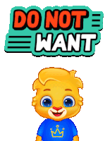 a cartoon character is standing in front of a do not want sign